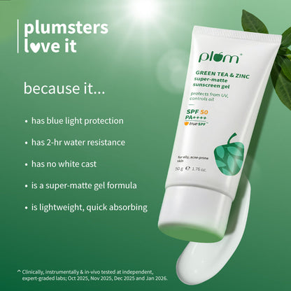 Plum Green Tea & Zinc Super Matte SPF 50 Sunscreen Gel