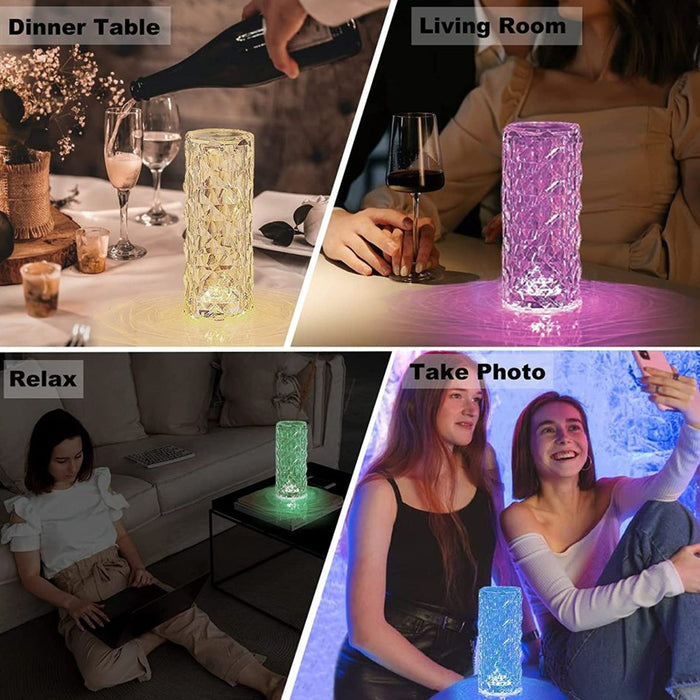 Crystal Touch Night Light | 16 Colors Rose Diamond Table Lamp with Remote Control