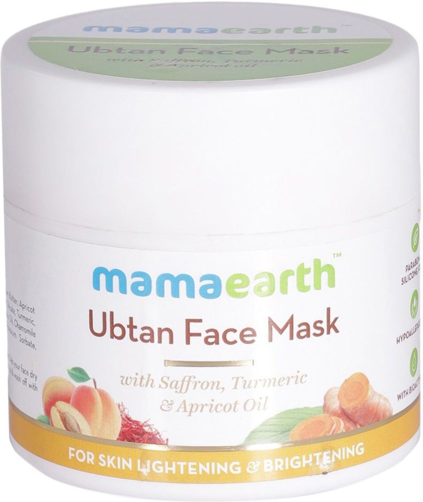 MamaEarth-Ubtan-Face-Pack-Mask-with-Saffron,-Turmeric-&-Apricot-Oil