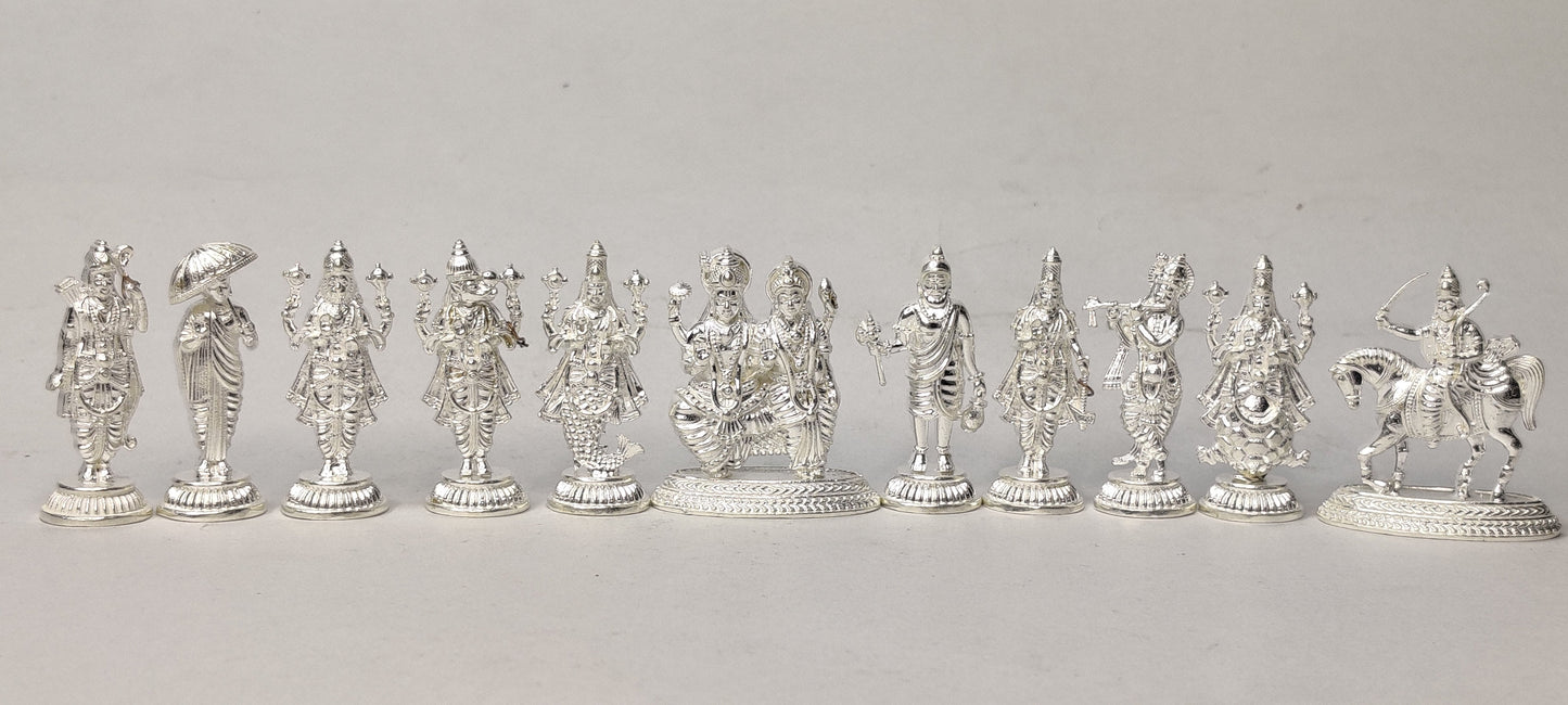 Pure Silver Vishnu Dashavataram Idol Set