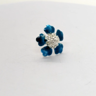 Pure Silver Blue Color Flowers Pack of 5 Pcs Total