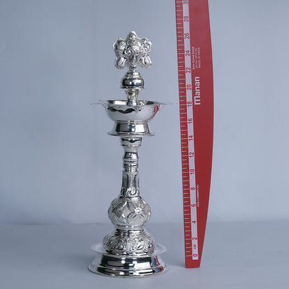 Pure Silver Shanku Chakra Lamp Stand Pair