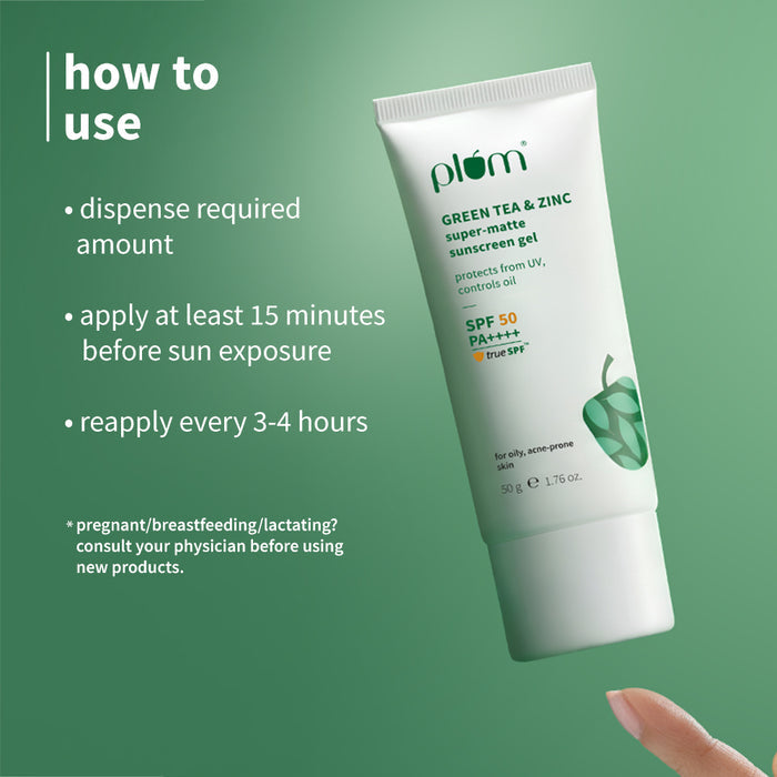 Plum Green Tea & Zinc Super Matte SPF 50 Sunscreen Gel