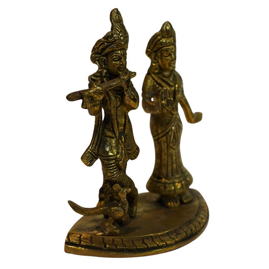 Brass Radha Krishna Idol with Peacock Design 1100g