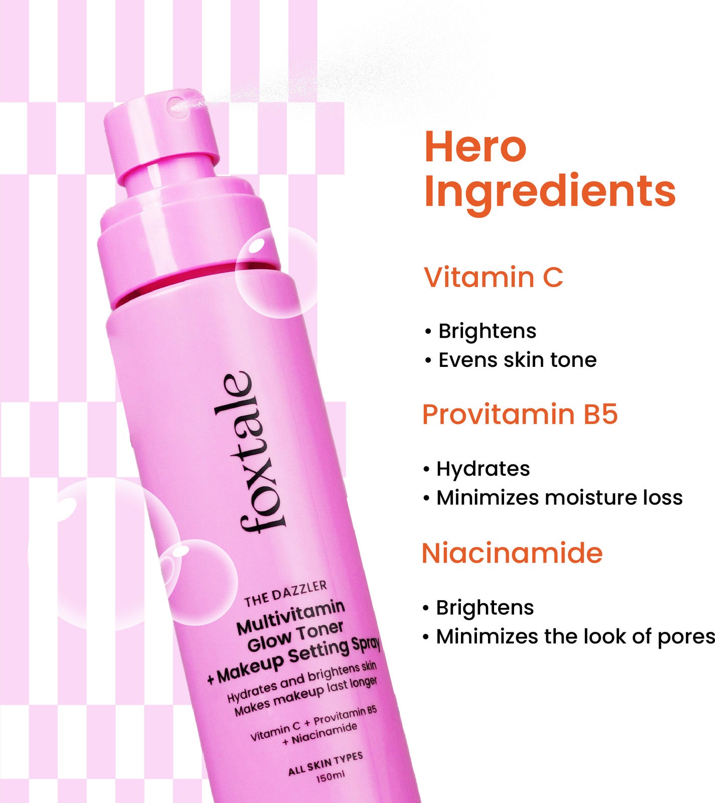 Foxtale Glow Toner & Setting Spray with Vitamin C & Niacinamide – 150 ml