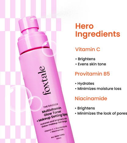Foxtale Glow Toner & Setting Spray with Vitamin C & Niacinamide – 150 ml