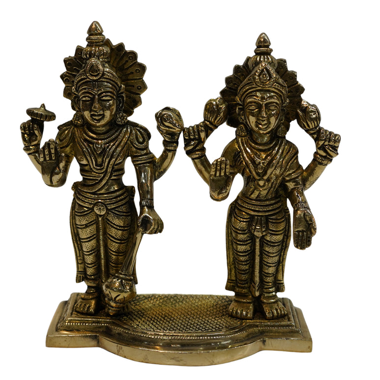 Brass Standing Vishnu Lakshmi Idol 1997g