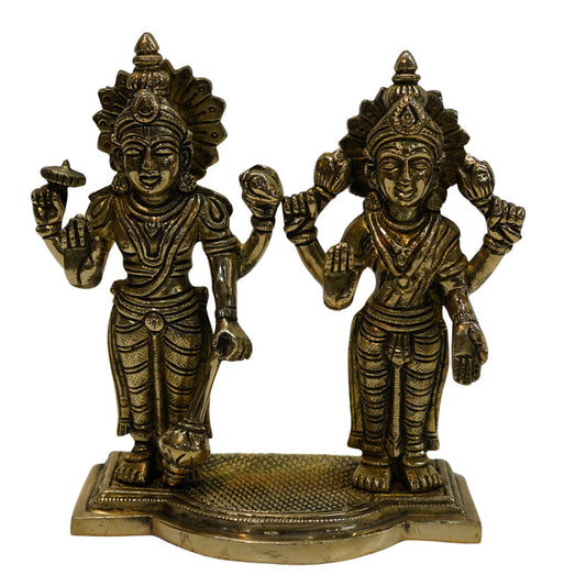 Brass Standing Vishnu Lakshmi Idol 1997g