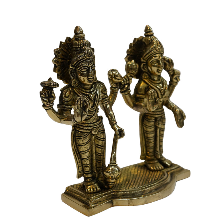 Brass Standing Vishnu Lakshmi Idol 1997g