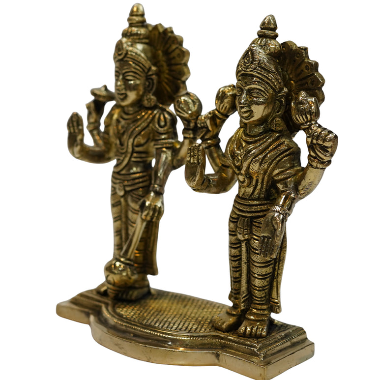 Brass Standing Vishnu Lakshmi Idol 1997g