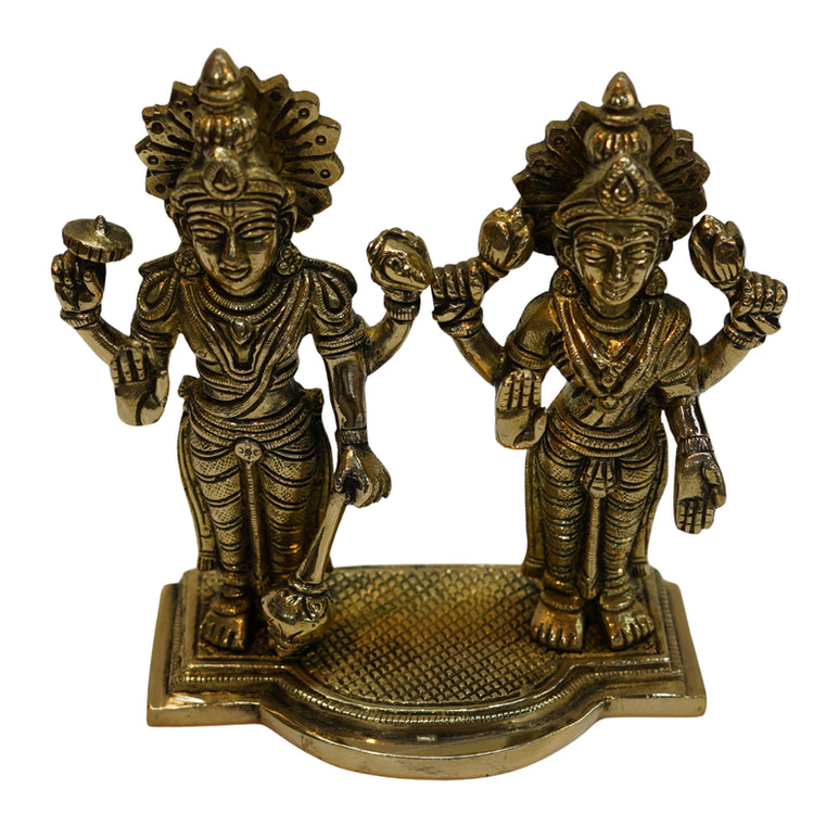 Brass Standing Vishnu Lakshmi Idol 1997g
