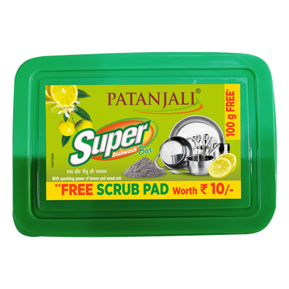 Patanjali Super Dish Wash Bar+Scrub Pad