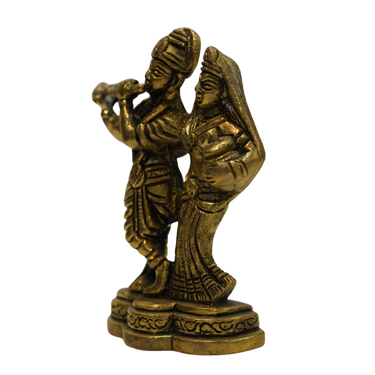 Brass Radha Krishna Idol with Flute 409g