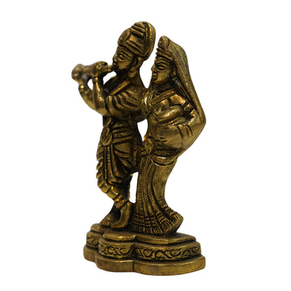 Brass Radha Krishna Idol with Flute 409g