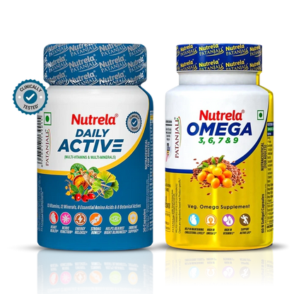 Combo Patanjali Nutrela Daily Active + Omega 3 Softgel Capsule