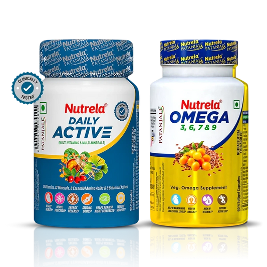 Combo Patanjali Nutrela Daily Active + Omega 3 Softgel Capsule