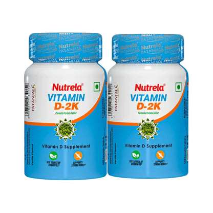 Patanjali Nutrela Vitamin D2K Natural - 60 Chewable Tablets for Men & Women - Vanilla Flavor