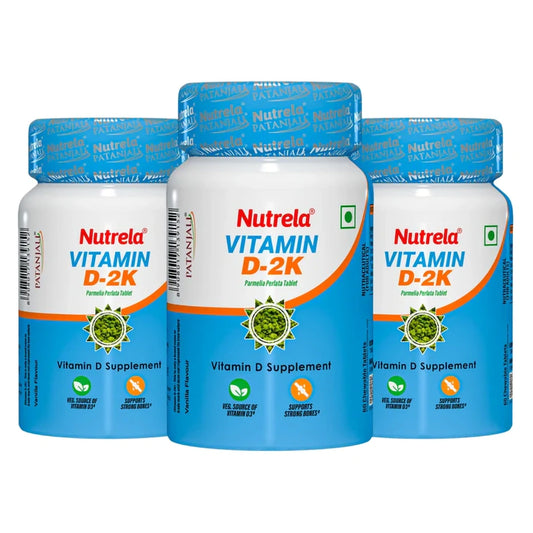 Patanjali Nutrela Vitamin D2K Natural - 60 Chewable Tablets for Men & Women - Vanilla Flavor