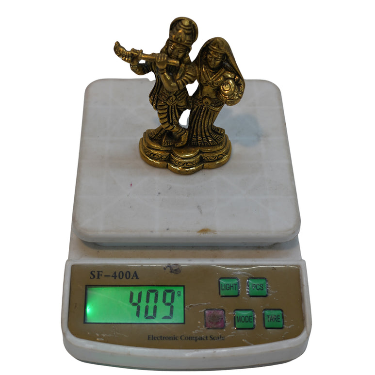 Brass Radha Krishna Idol with Flute 409g