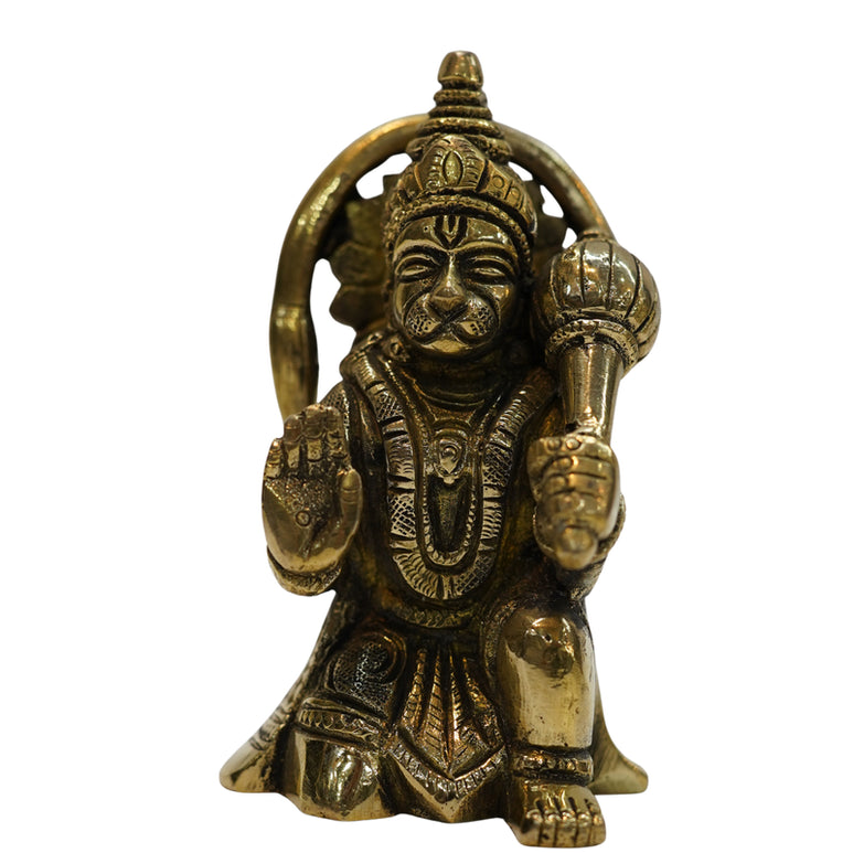 Brass Hanuman Ji Idol in Sitting Posture 483g