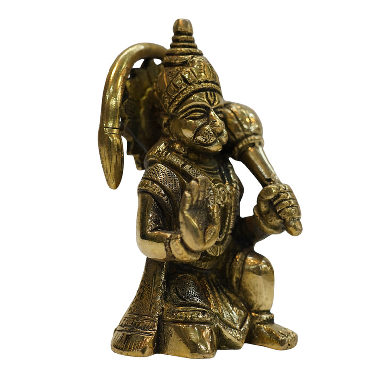 Brass Hanuman Ji Idol in Sitting Posture 483g