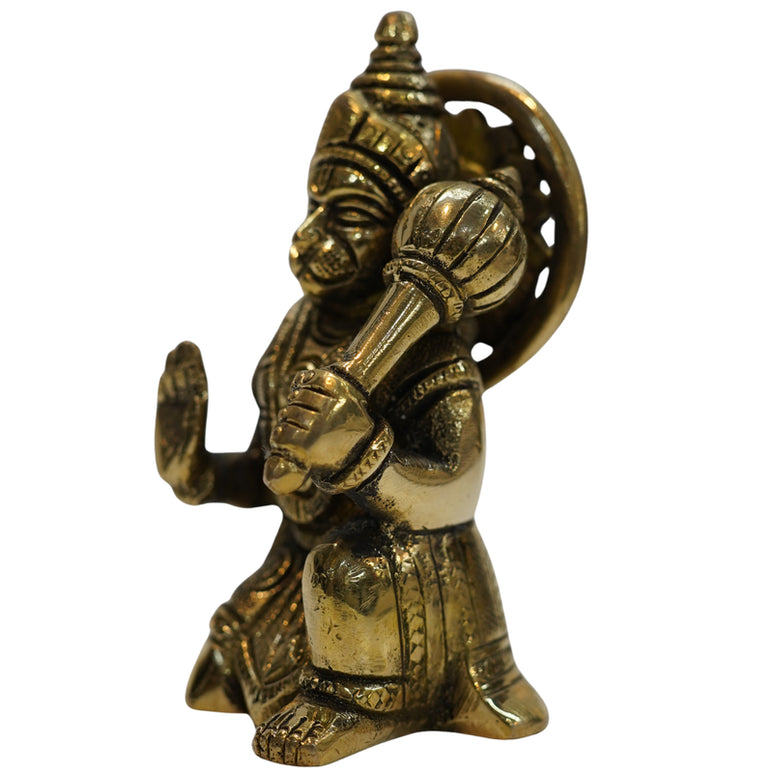 Brass Hanuman Ji Idol in Sitting Posture 483g