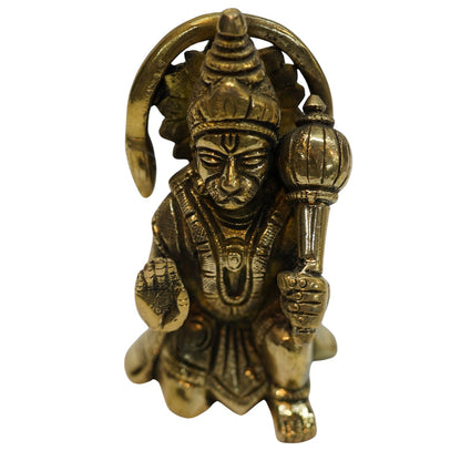 Brass Hanuman Ji Idol in Sitting Posture 483g