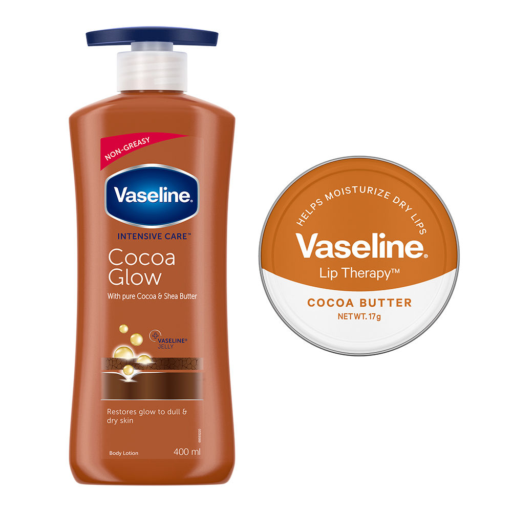 Vaseline Cocoa Glow Lotion With Lip Tin For Glowing Skin and Healthy Lips