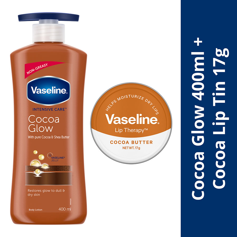 Vaseline Cocoa Glow Lotion With Lip Tin For Glowing Skin and Healthy Lips