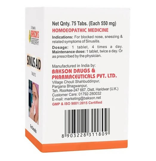 Bakson's Homeopathy Sinus Aid Tablets - PUSHMYCART