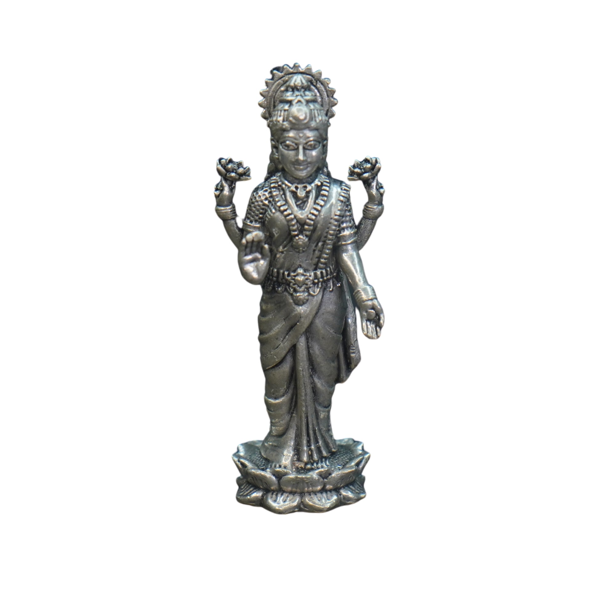 Mahita Collections Pure Silver Antique Laxmi Standing 80G