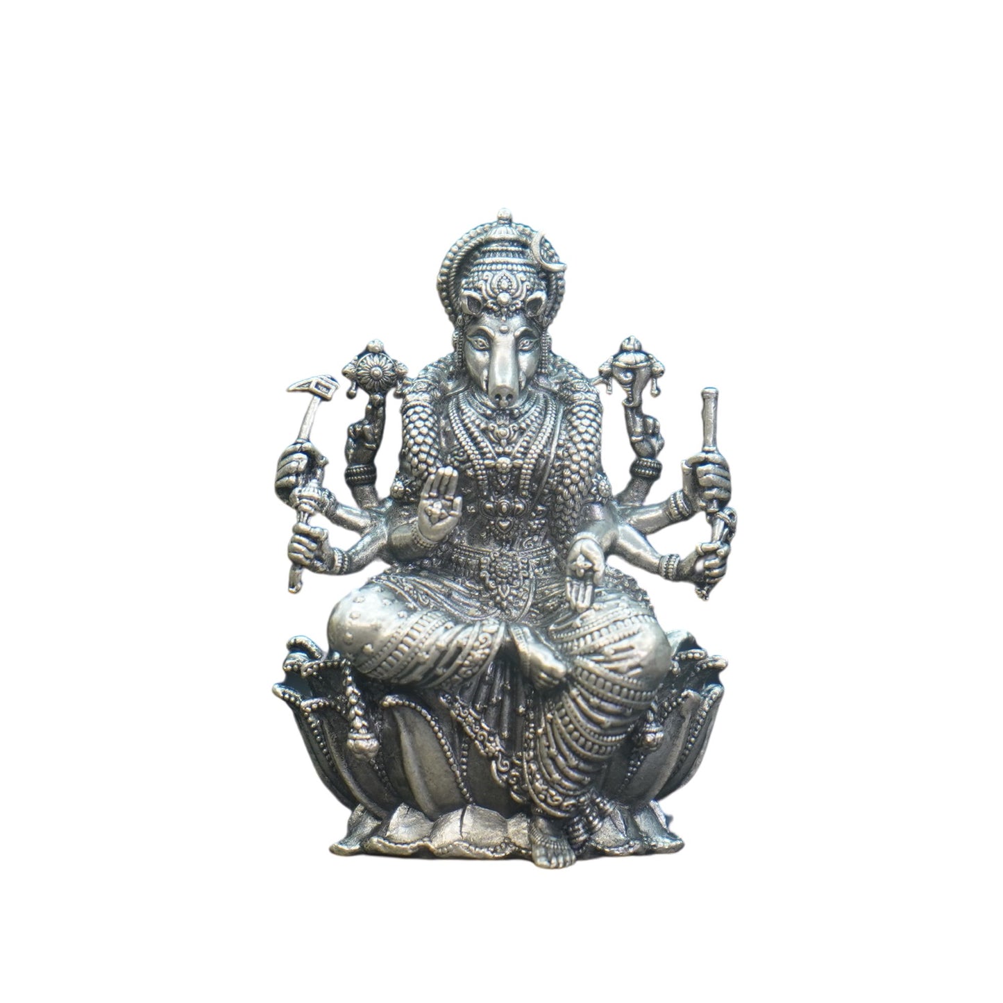 Mahita Collections Pure Silver Antique Varihi Devi Sitting On Lotus With Mala 51.46G