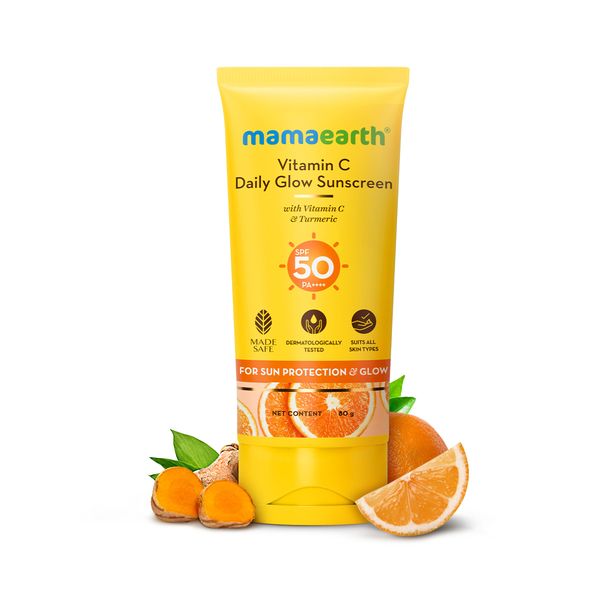Mamaearth Vitamin C Daily Glow Sunscreen For All Skin Types Spf 50 Pa+++