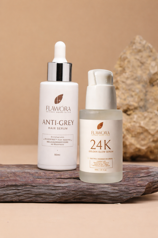 Flawora Anti-Grey Hair Serum & 24K Gold Serum