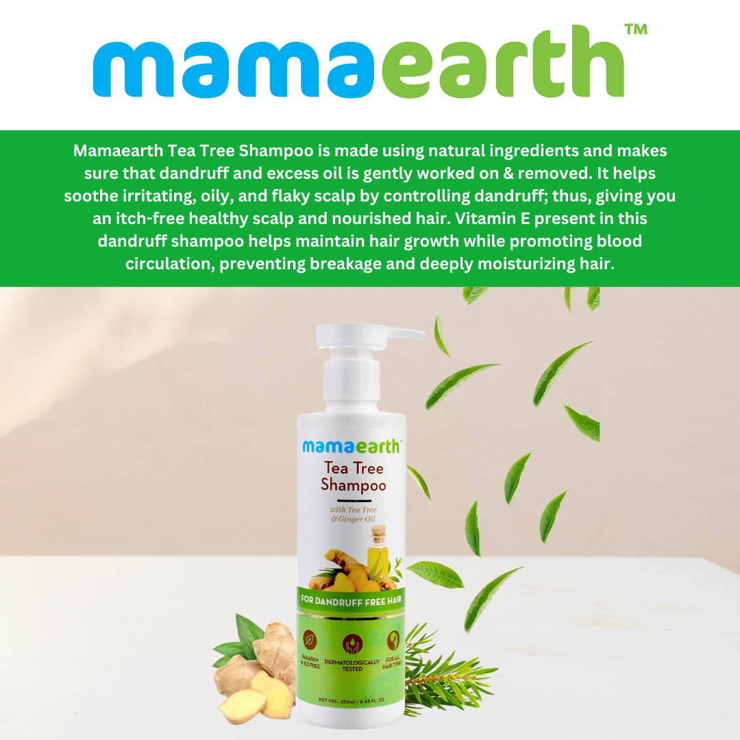 Mamaearth Tea Tree Shampoo for Dandruff Free Hair 250ml - PUSHMYCART