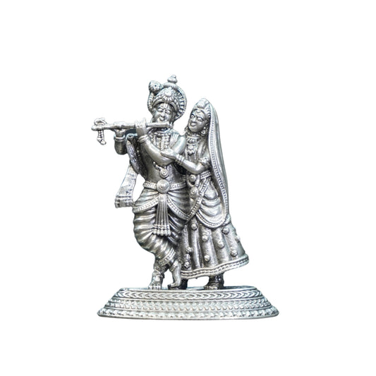 Mahita Collections Pure Silver Antique Radha Krishna Standing Big 49G