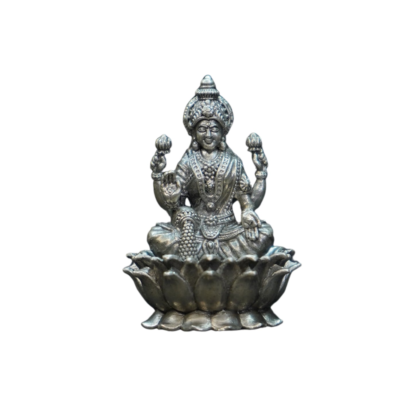 Mahita Collections Pure Silver Antique Laxmi Devi Sitting On Lotus 27.43G