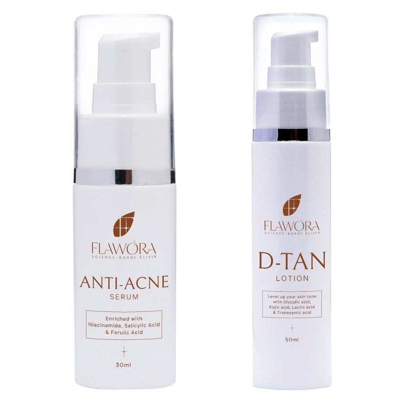 Flawora D Tan Lotion & Anti Acne Serum Combo