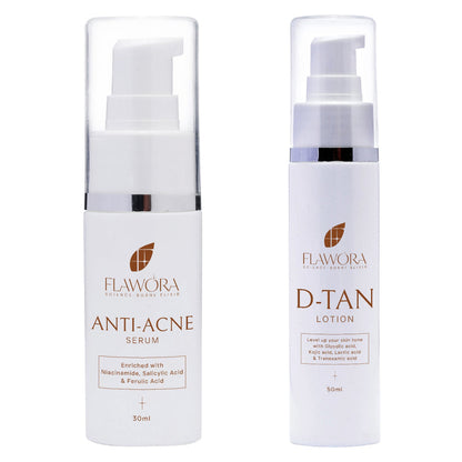 Flawora D Tan Lotion & Anti Acne Serum Combo