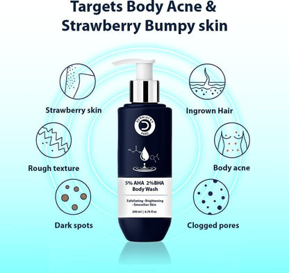 Dermistry Body Wash for Body Acne | 5% AHA BHA Exfoliating Body Wash