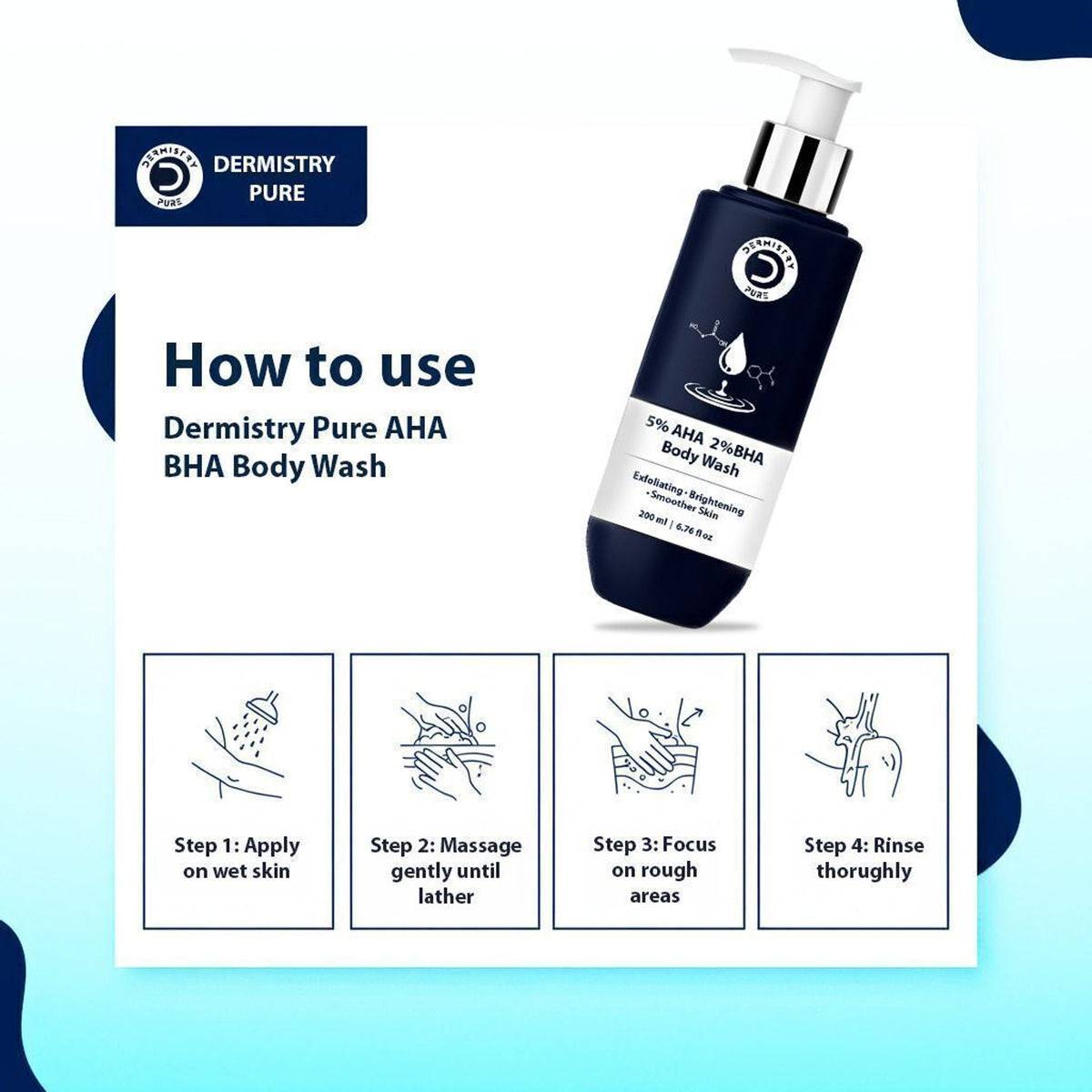 Dermistry Body Wash for Body Acne | 5% AHA BHA Exfoliating Body Wash