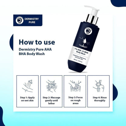 Dermistry Body Wash for Body Acne | 5% AHA BHA Exfoliating Body Wash