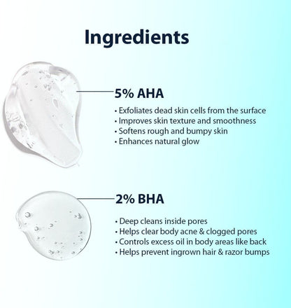 Dermistry Body Wash for Body Acne | 5% AHA BHA Exfoliating Body Wash