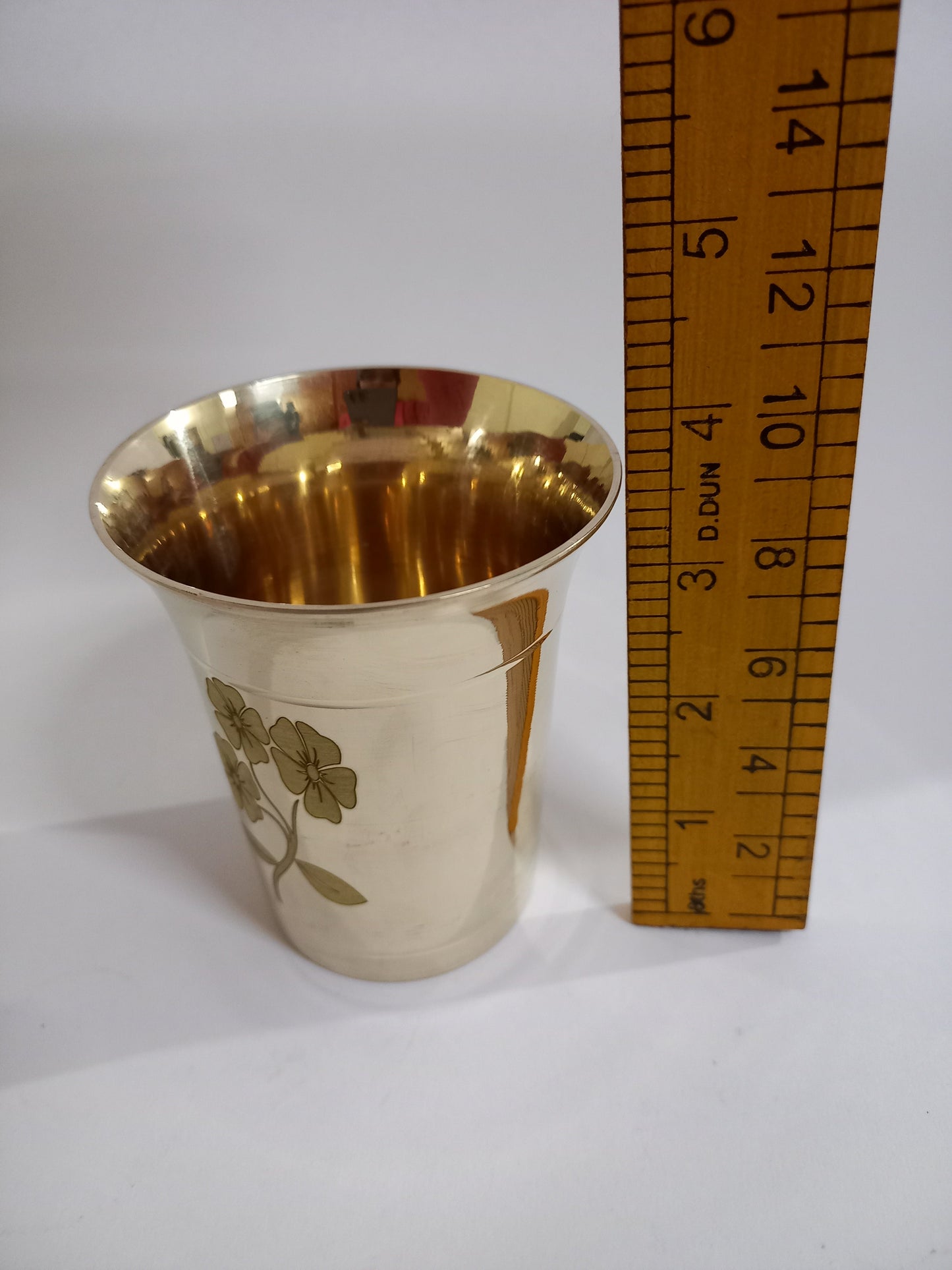 Flower Design Brass Glasses |Pack of 6