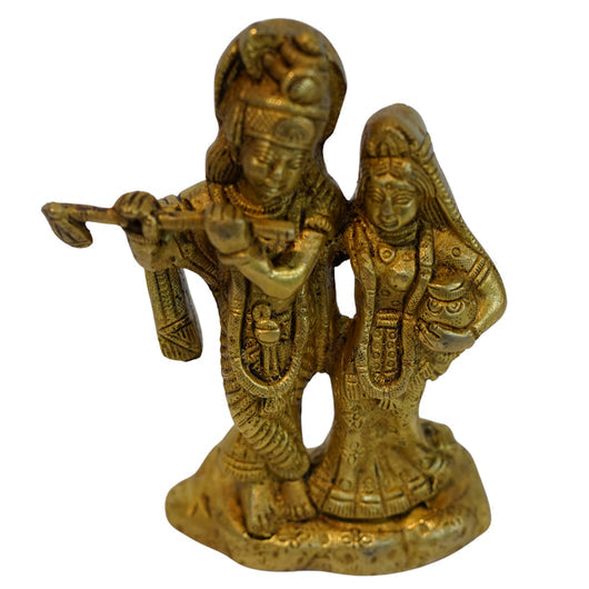 Brass Radha Krishna Idol with Peacock Design 1100g