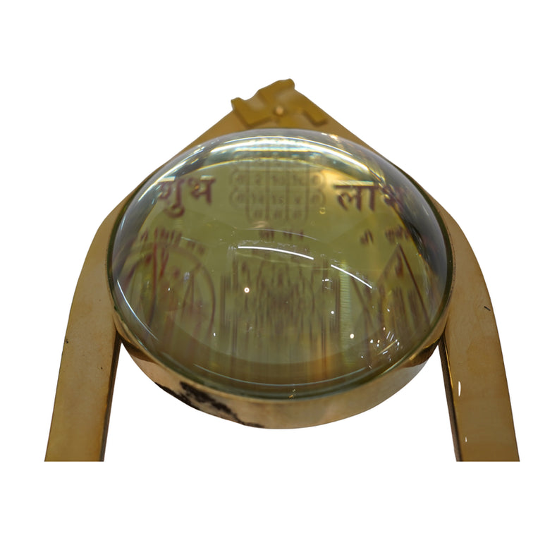 Brass Vastu Pyramid & Shri Yantra with Magnifying Glass 775g