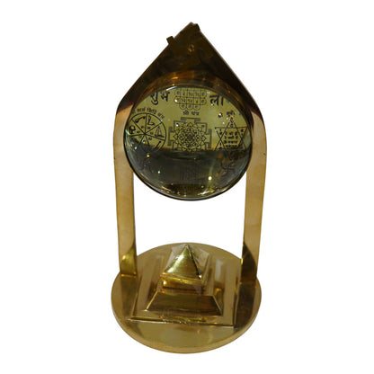 Brass Vastu Pyramid & Shri Yantra with Magnifying Glass 775g