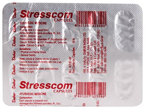 Dabur Stresscom Ashwagandha 12 Strips X 10 Capsules