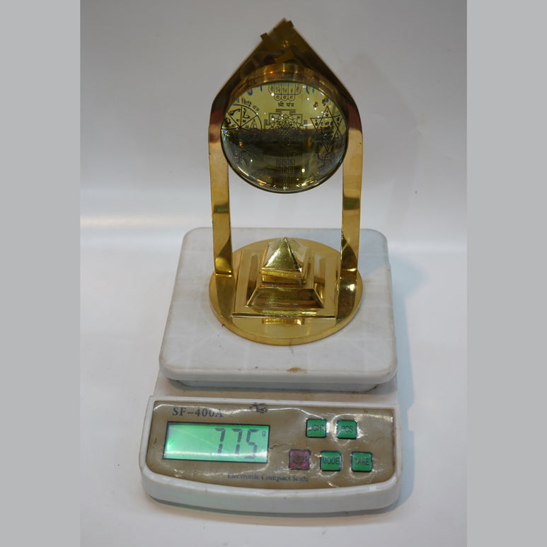 Brass Vastu Pyramid & Shri Yantra with Magnifying Glass 775g