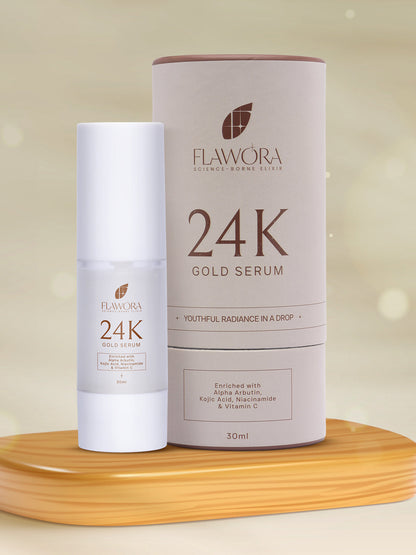 Flawora Anti Grey Hair Serum, 24K Skin Gold Serum, Anti Acne Serum-Combo of 3